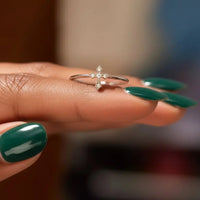 Sterling Silver Zircon Cross Ring Bianca - Delicate Sparkle Velanci