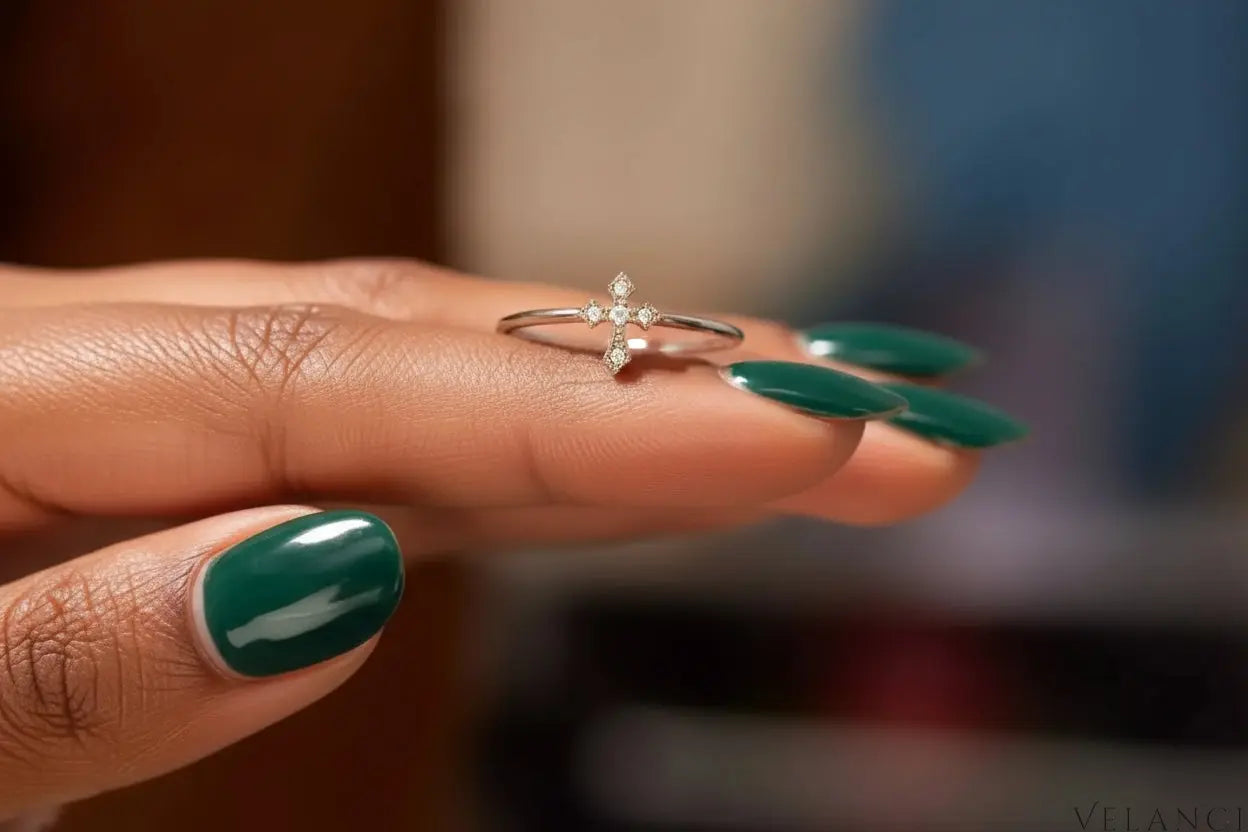 Sterling Silver Zircon Cross Ring Bianca - Delicate Sparkle Velanci