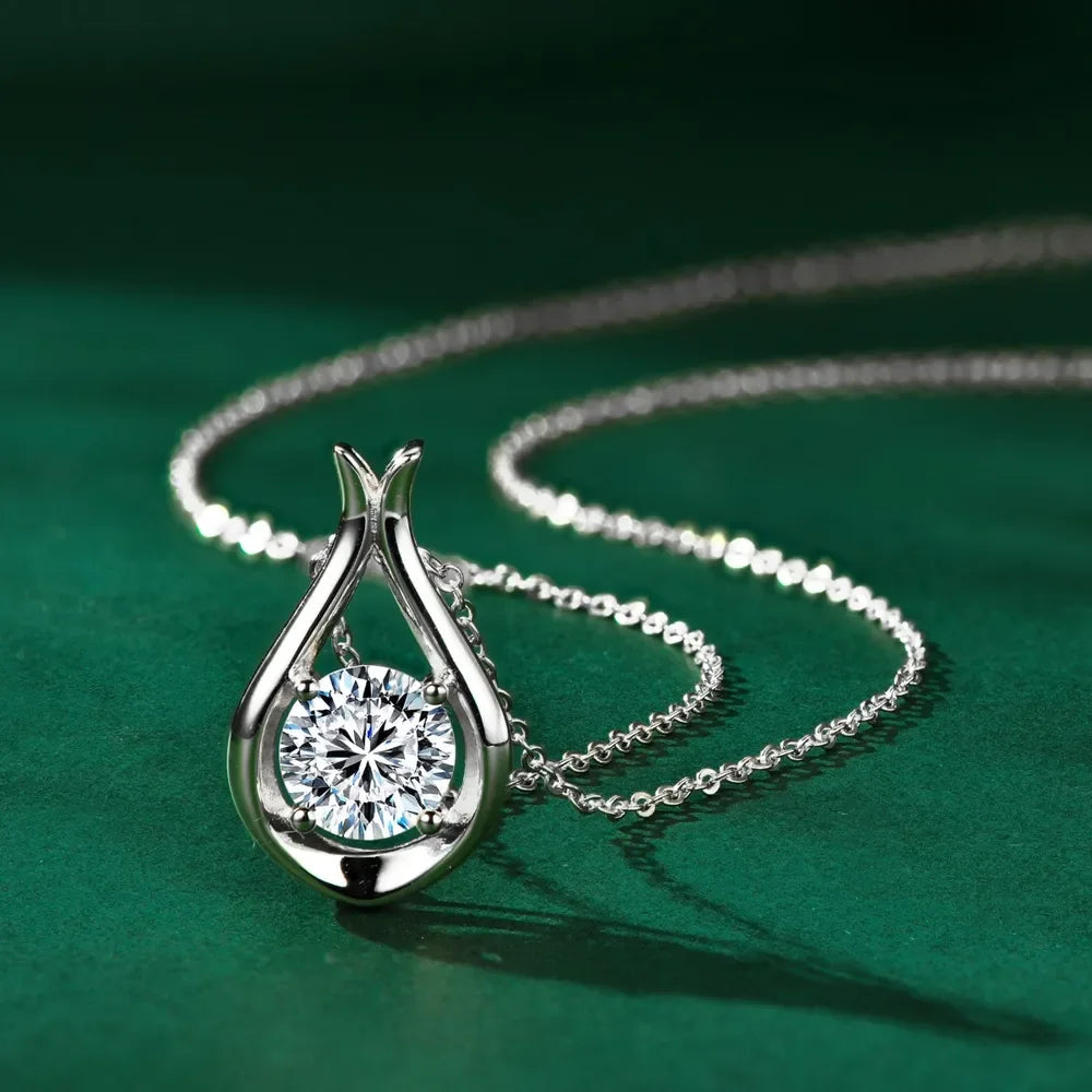 2 Carat Moissanite Necklace - Gold Plated Sterling Silver Velanci