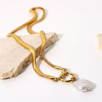 Gold-Plated Freshwater Pearl Pendant Necklace - Elegant Velanci
