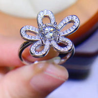 Ring Lucia - 1 Carat Moissanite Flower-Shape Open, Platinum Women's Ring Velanci