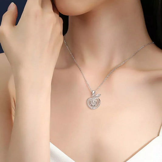 Apple Pendant Necklace - 2 Carat Moissanite Sterling Silver Velanci