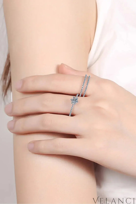 Moissanite Sterling Silver Ring Set Giovanna - Coastal Shine Women's Ring Velanci