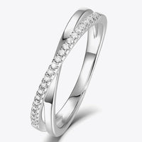 Sterling Silver Ring Giulia - Crisscross Moissanite Sparkle Women's Ring Velanci