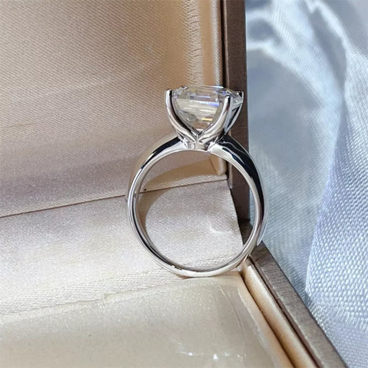 Moissanite Sterling Silver Ring Fiorella - Rainbow Fire Women's Ring Velanci