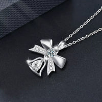 Sterling Silver Bow Pendant Necklace - 0.5 Carat Brilliance Velanci