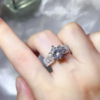 3 Carat Moissanite Ring Giulia - Platinum-Plated Halo Women's Ring Velanci