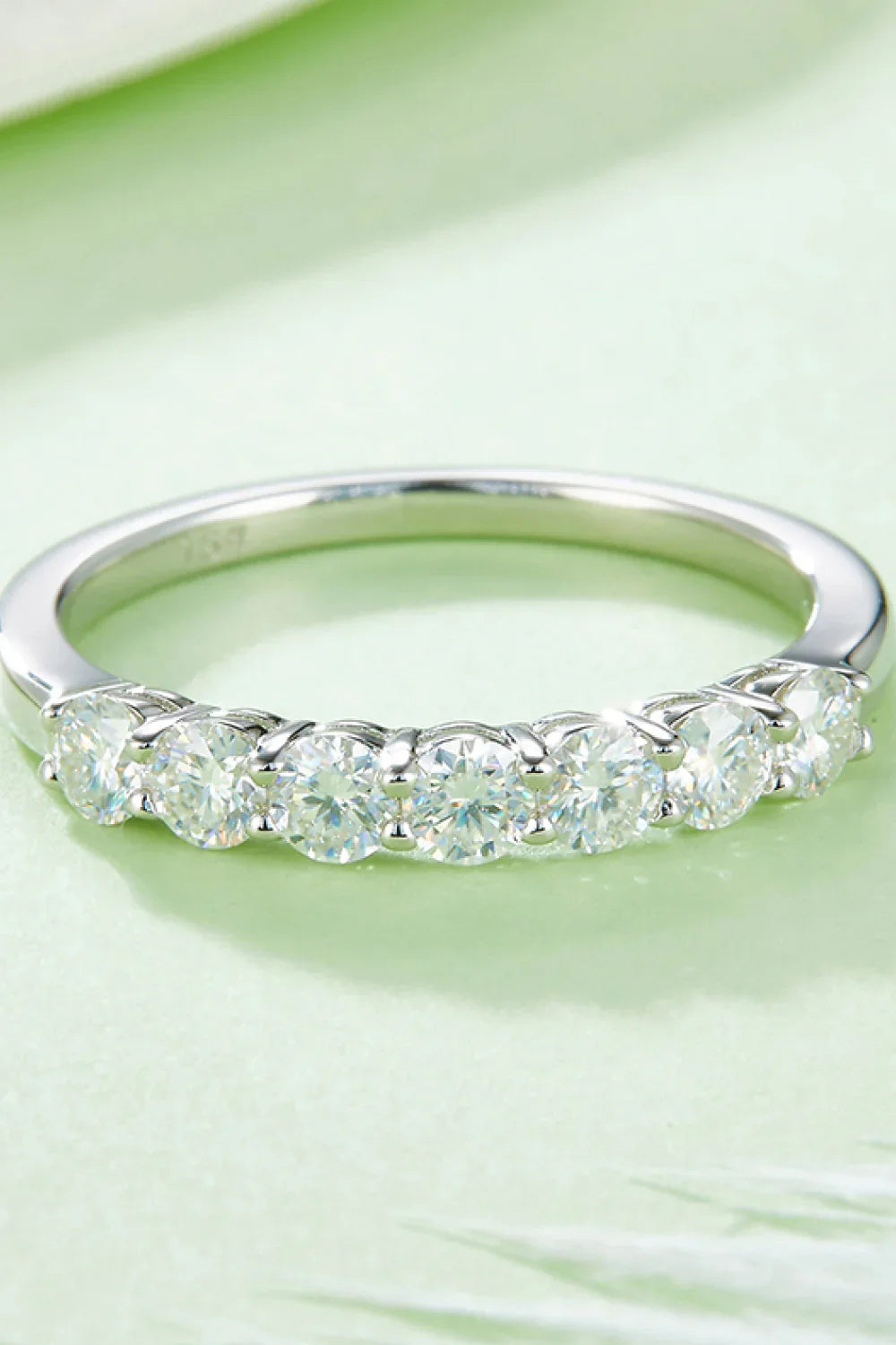 Moissanite Platinum-Plated Ring Giulia - Seven-Stone Shine Women's Ring Velanci