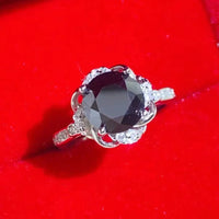 Minimalist 2 Carat Moissanite Floral Ring Lia - Black Halo Women's Ring Velanci