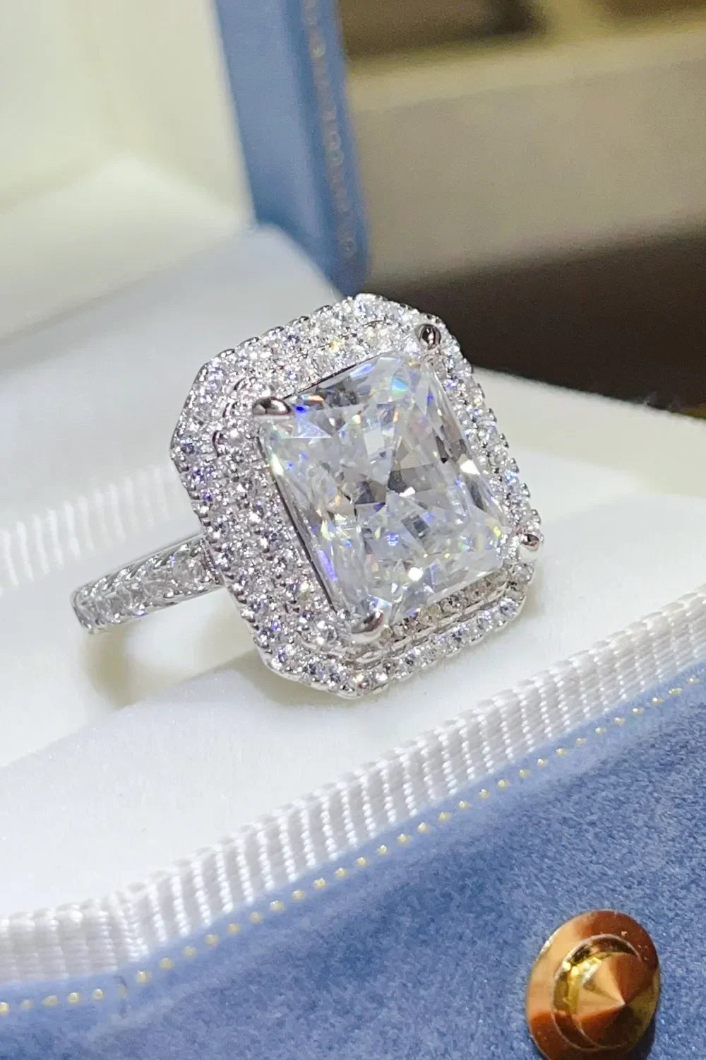 2 Carat Moissanite Ring Giulia - Sterling Halo Setting Women's Ring Velanci