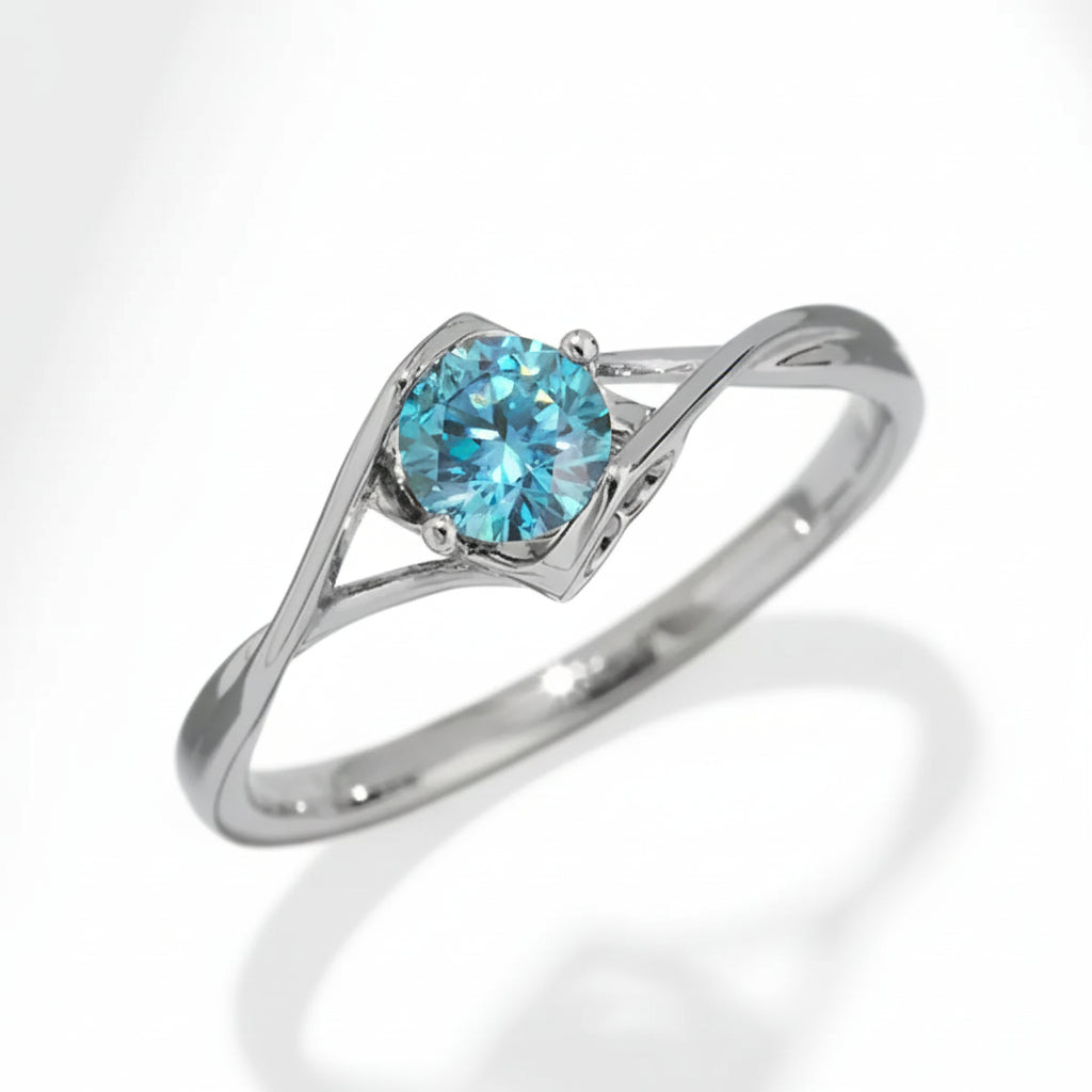 Moissanite Ring Giovanna - 0.5 Carat Pink Sparkle In Silver Women's Ring Velanci