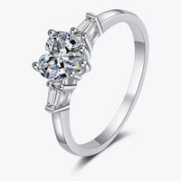 Moissanite Heart Ring Sterling Silver Luna - Everyday Shine Women's Ring Velanci