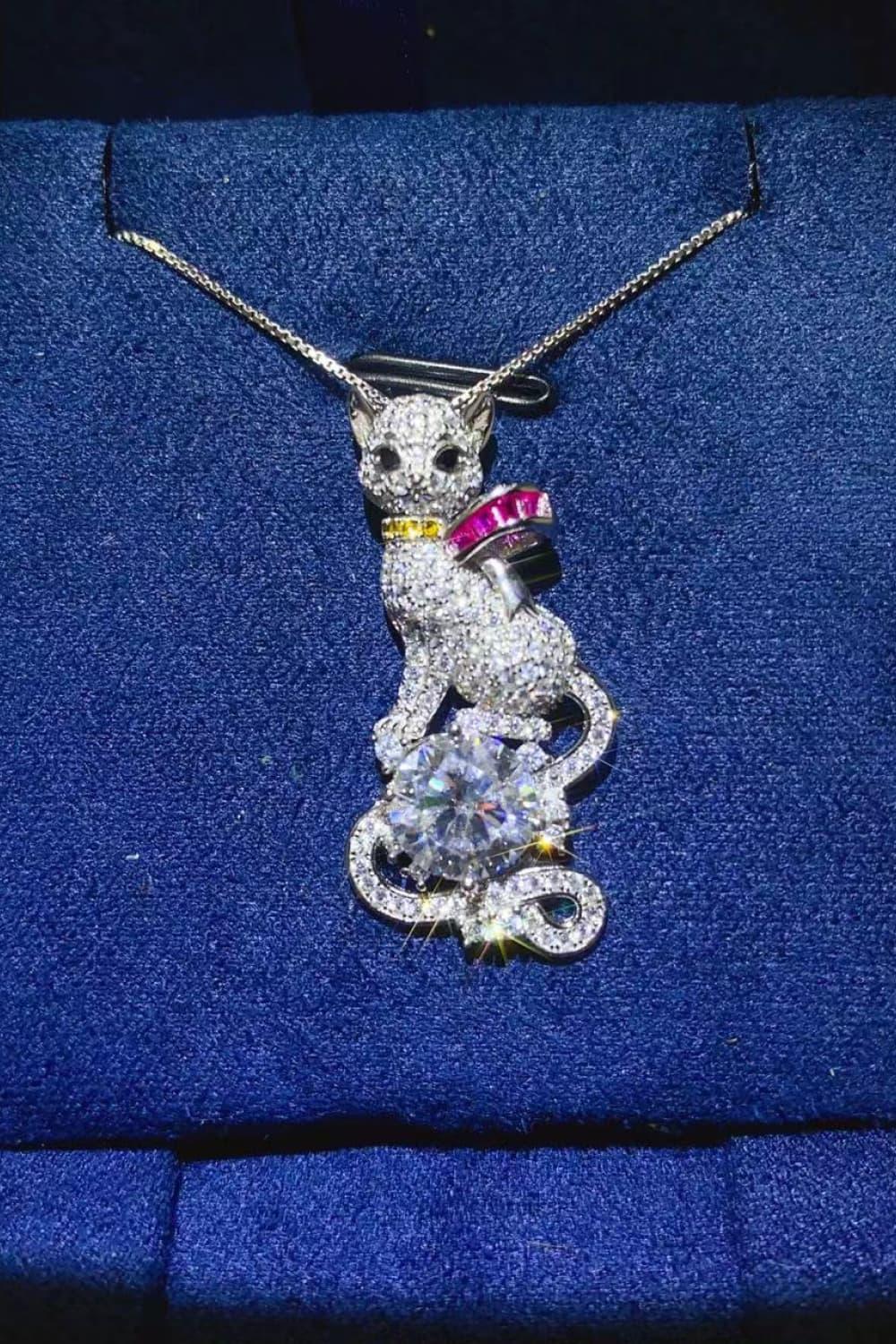 2 Carat Moissanite Necklace - Platinum-Plated Sterling Shine Velanci