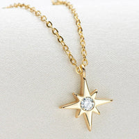 Moissanite North Star Pendant Necklace - Sterling Silver Velanci
