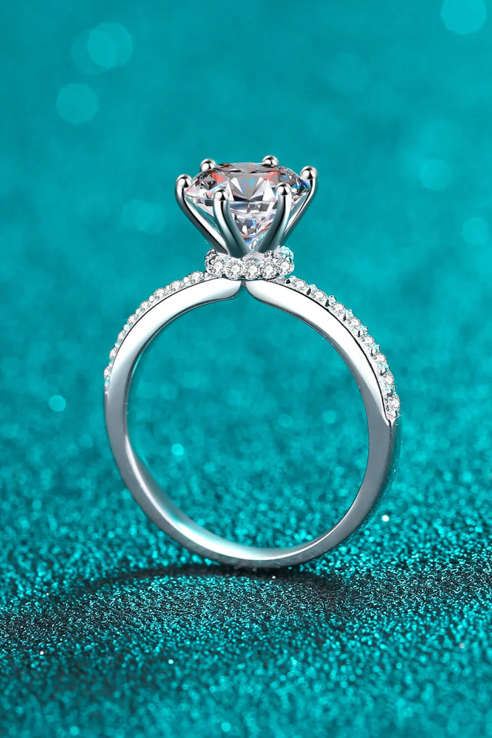 Sterling Silver Moissanite Ring Elena - 2 Carat Sparkle Women's Ring Velanci