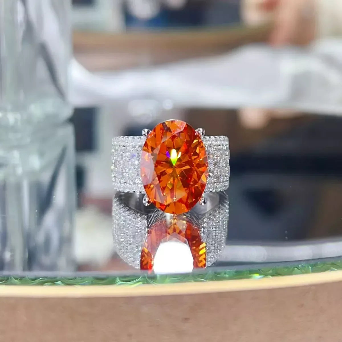 Moissanite Ring Bianca - Oval Orange 8 Carat, Certificate Women's Ring Velanci