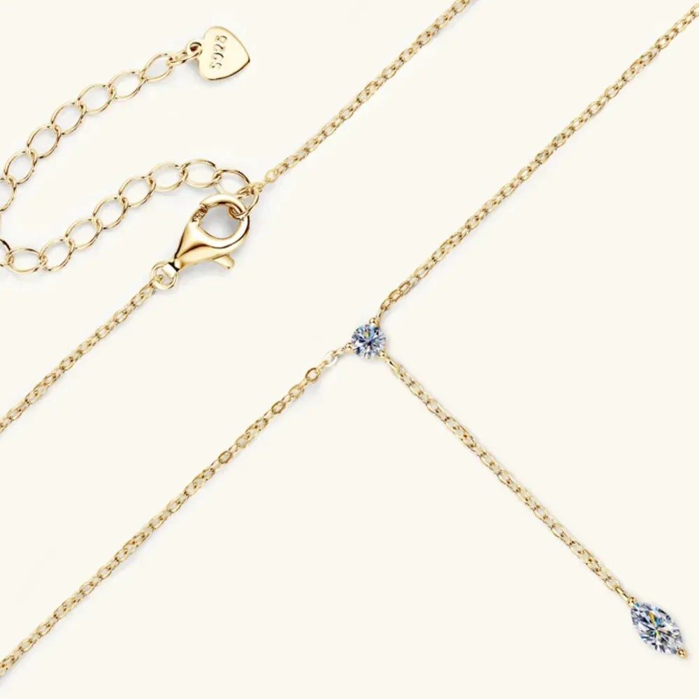 VVS1 Moissanite Y-Drop Necklace - 18K Gold-Plated Silver Velanci