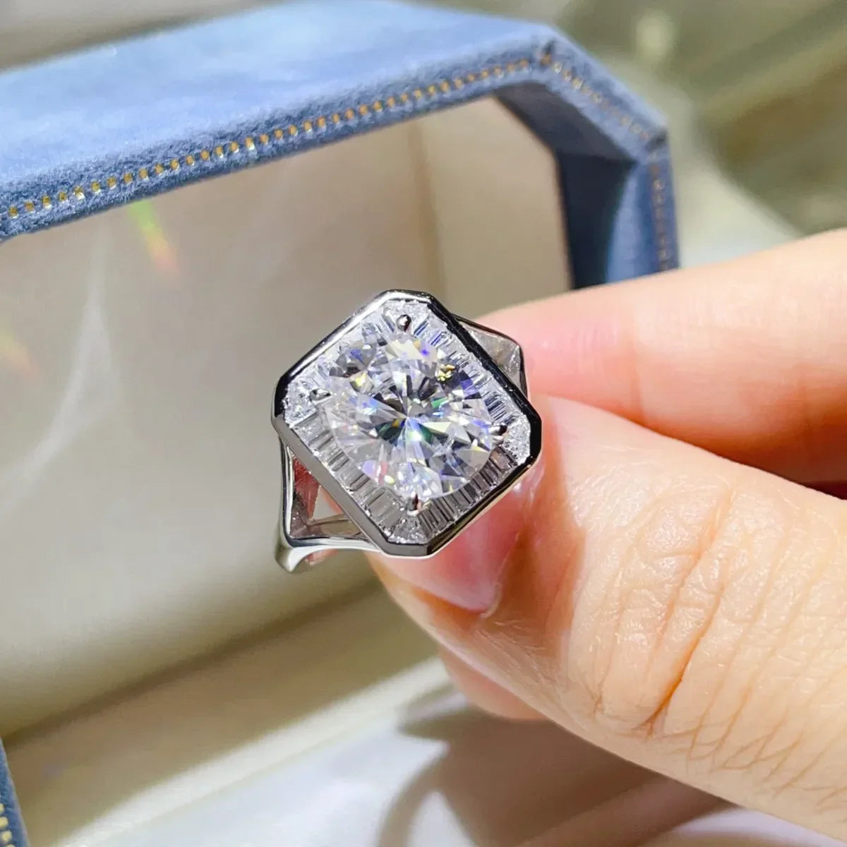 Engagement Ring Giulia - 3 Carat Starglow Moissanite Square Women's Ring Velanci