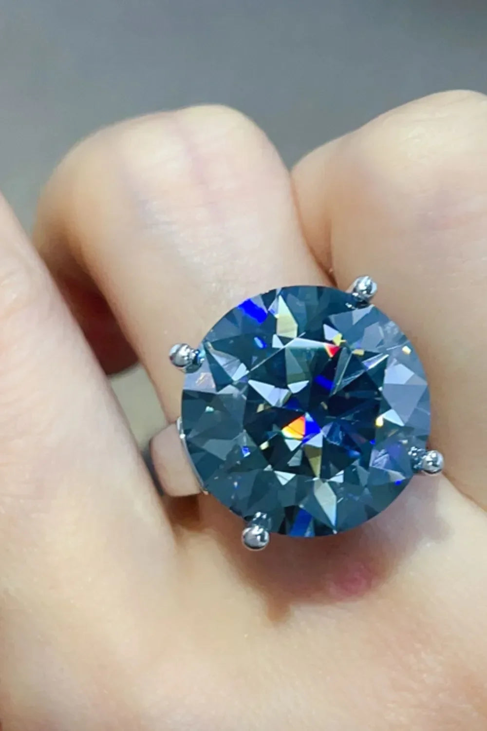Moissanite Sterling Silver Ring Anna - 20 Carat Center Stone Women's Ring Velanci