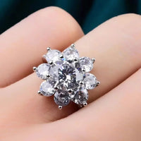 1 Carat Moissanite Flower Ring Sofia - Petal Halo Shine Women's Ring Velanci