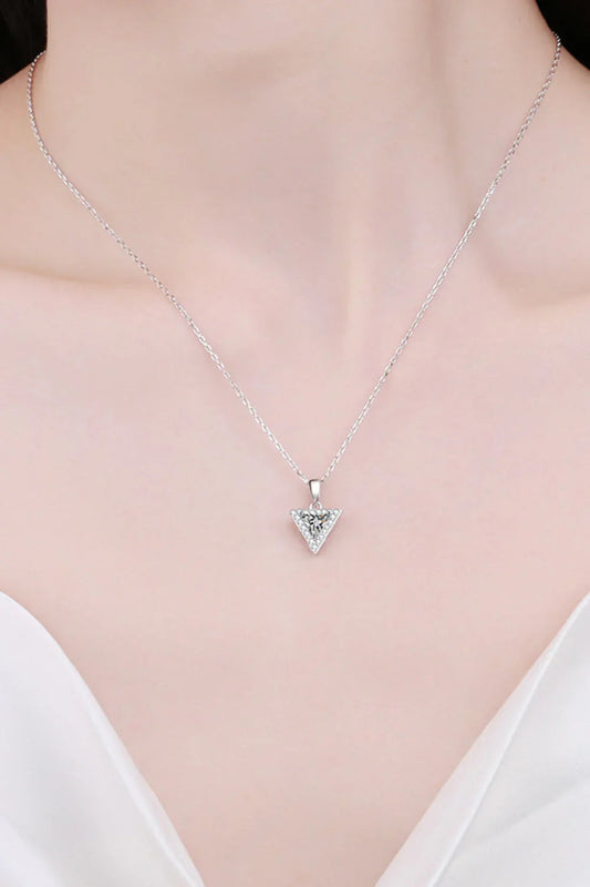 Sterling Triangle Moissanite Pendant Necklace - Sleek Velanci