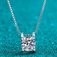 One Carat Moissanite Silver Chain Necklace - Ocean Glow Velanci