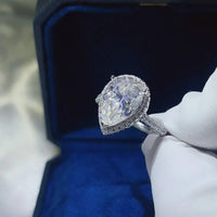 Moissanite Ring Isabella - Halo Pear-Cut 2ct Silver Women's Ring Velanci