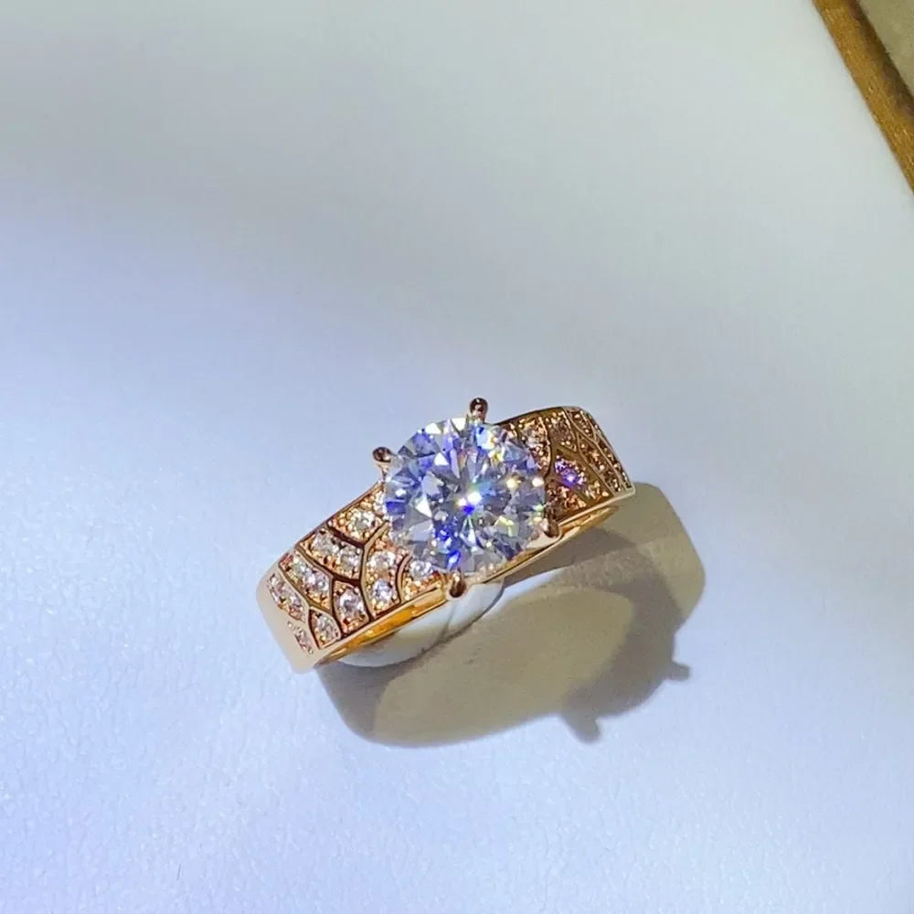 Moissanite Ring Giulia - 1.5ct Gold-Plated Sterling Silver Women's Ring Velanci