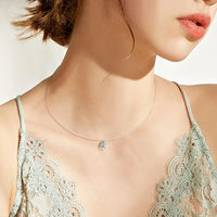 1 Carat Round Cut Moissanite Necklace - Sterling Silver Velanci