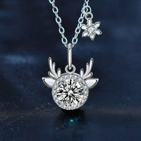 1 Carat Moissanite Deer Antler Necklace - Halo Setting Velanci
