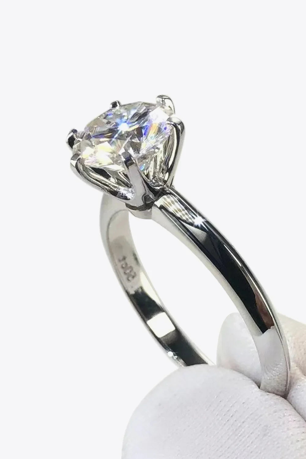 Sterling Silver Moissanite Ring Giovanna - 3ct Center Stone Women's Ring Velanci