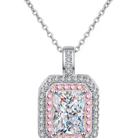 1 Carat Moissanite Geometric Necklace - Pink Zircon Halo Velanci