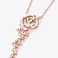 Two-Tone Silver Flower Pendant Necklace - Moissanite Velanci