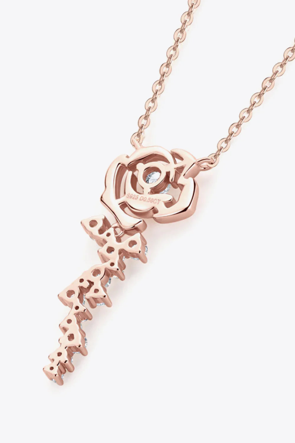Two-Tone Silver Flower Pendant Necklace - Moissanite Velanci