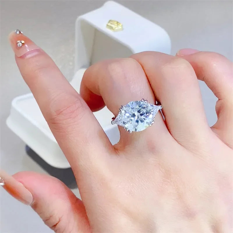 5 Carat Moissanite Sterling Silver Ring Lucia - Brilliance Women's Ring Velanci