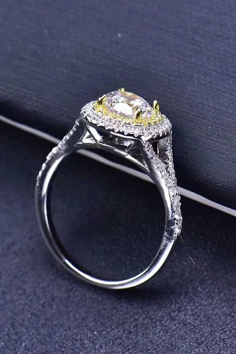 Two-Tone 1Ct Moissanite Ring Giulia - Halo Brilliance Women's Ring Velanci