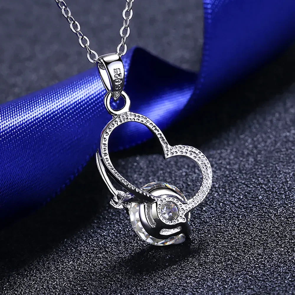 Moissanite Heart Pendant Necklace - 2 Carat Sterling Silver Velanci