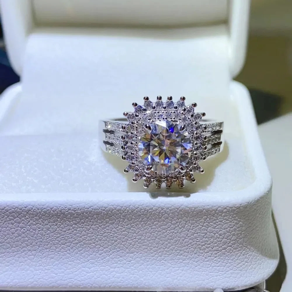 Ring Isabella - 2ct Moissanite Halo Sterling Silver Women's Ring Velanci