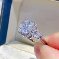 3 Carat Moissanite Sterling Silver Ring Elena - Bold Shine Women's Ring Velanci