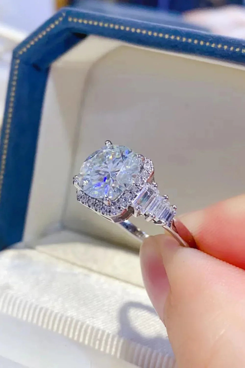 3 Carat Moissanite Sterling Silver Ring Elena - Bold Shine Women's Ring Velanci