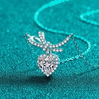 Moissanite Heart Pendant Necklace - Sterling Silver Shine Velanci