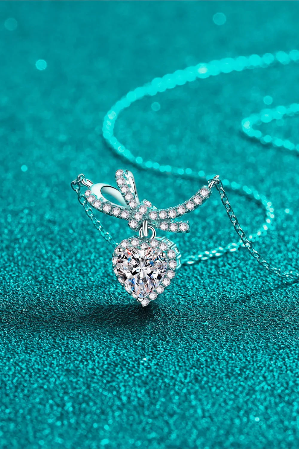 Moissanite Heart Pendant Necklace - Sterling Silver Shine Velanci