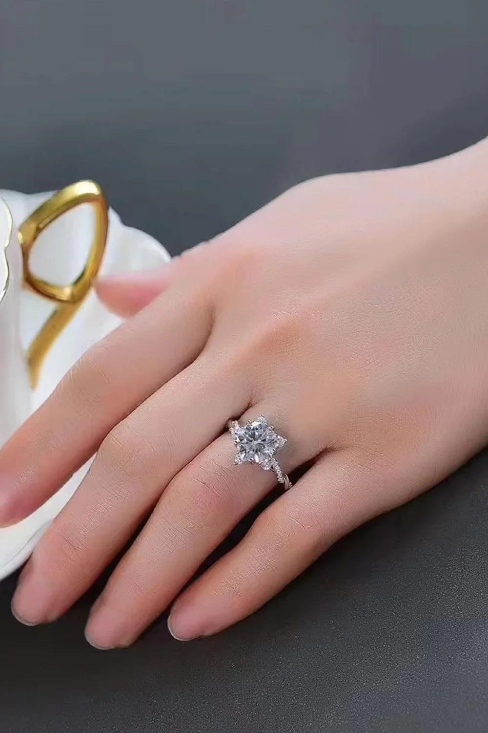 Twisted Sterling-Silver Moissanite Ring 3 Carat Lia - Shine Women's Ring Velanci