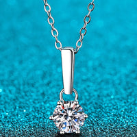 Minimalist 1 Carat Moissanite Necklace - Sterling Silver Velanci