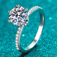Sterling Silver Moissanite Ring Elena - 2 Carat Sparkle Women's Ring Velanci