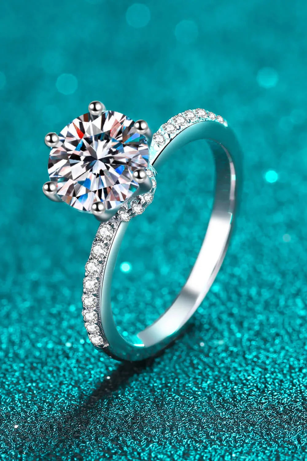 Sterling Silver Moissanite Ring Elena - 2 Carat Sparkle Women's Ring Velanci
