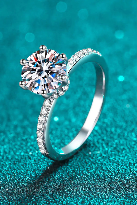 Sterling Silver Moissanite Ring Elena - 2 Carat Sparkle Women's Ring Velanci