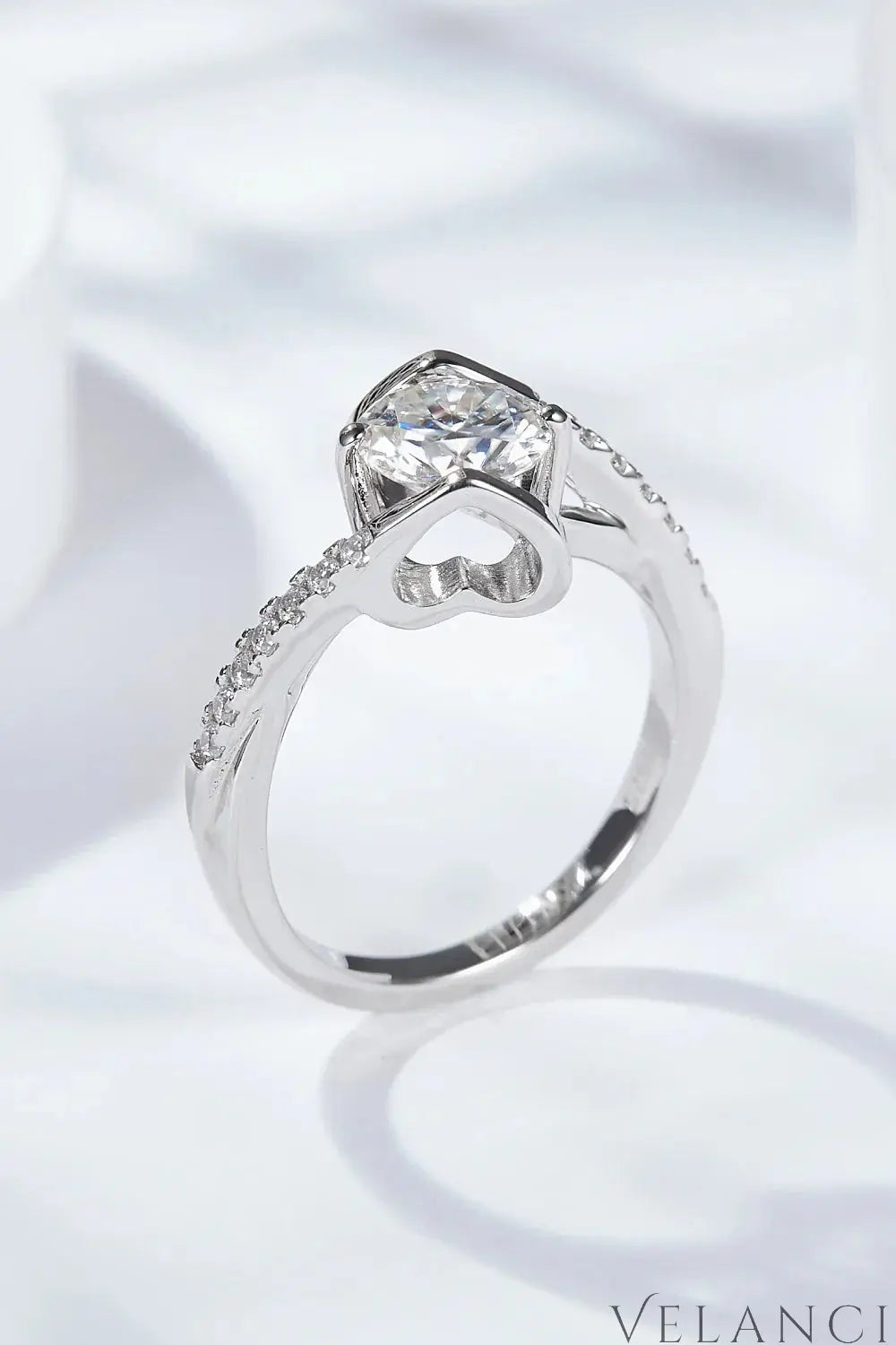 Ring Bianca - Platinum-Plated Moissanite Center Stone Women's Ring Velanci