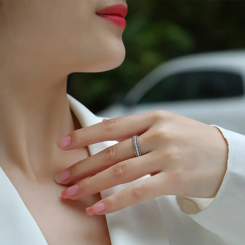 Moissanite Ring Lucia - Dainty Sterling Silver Band Women's Ring Velanci