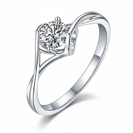 Moissanite Ring Giovanna - 0.5 Carat Pink Sparkle In Silver Women's Ring Velanci